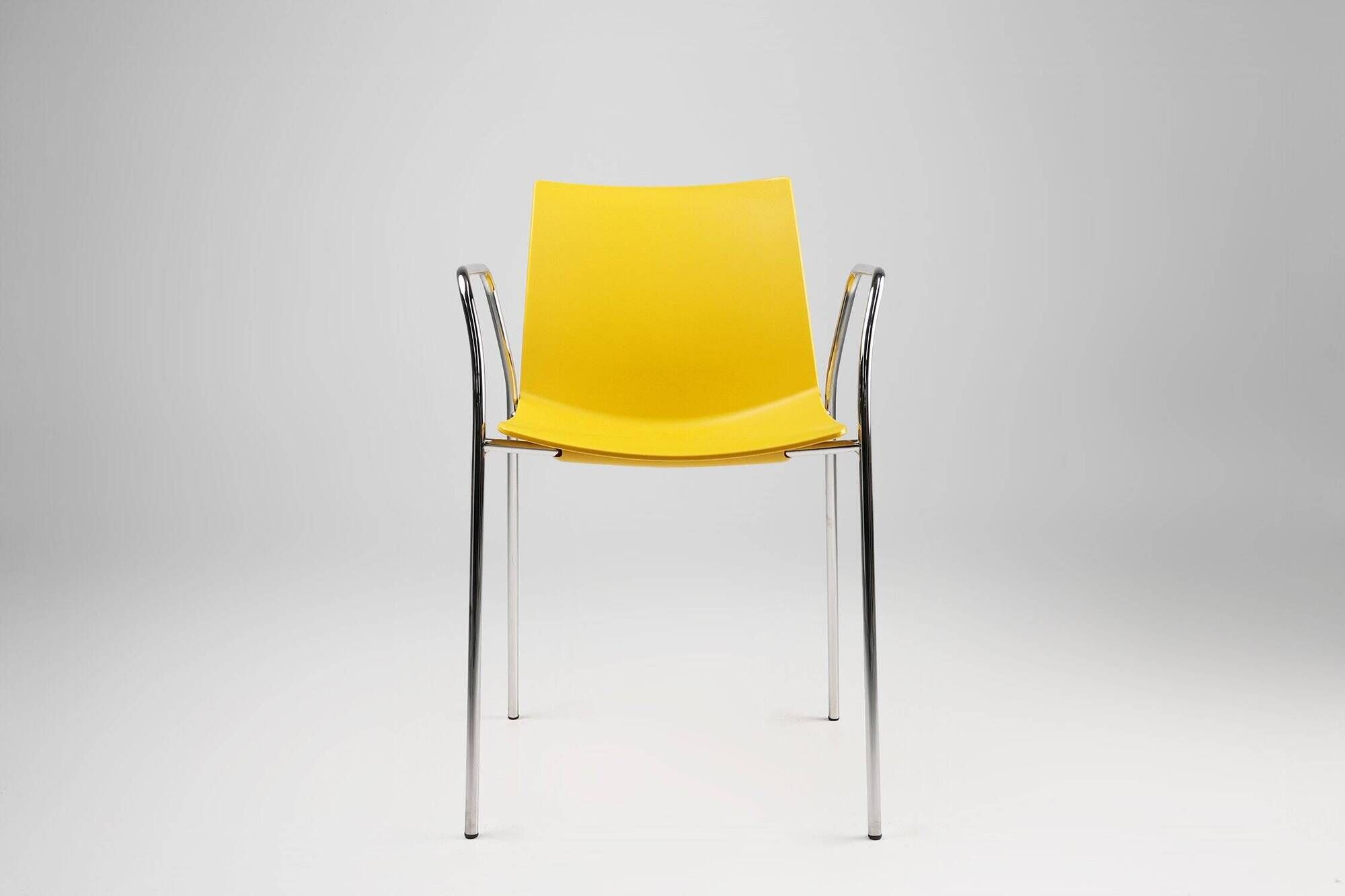 Mid-Century Yellow Chair with Metal Frame and Plastic Seat, Belgium