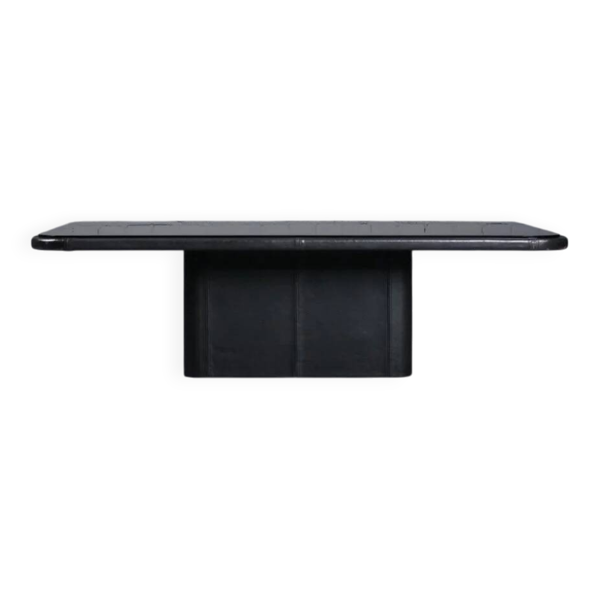 Coffee table (DS 3011) with mirror glass & leather from De Sede