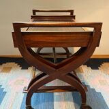 Teak service trolley with nesting table, mid-century modernism.