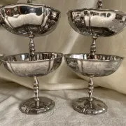 Vintage stainless steel footed bowls