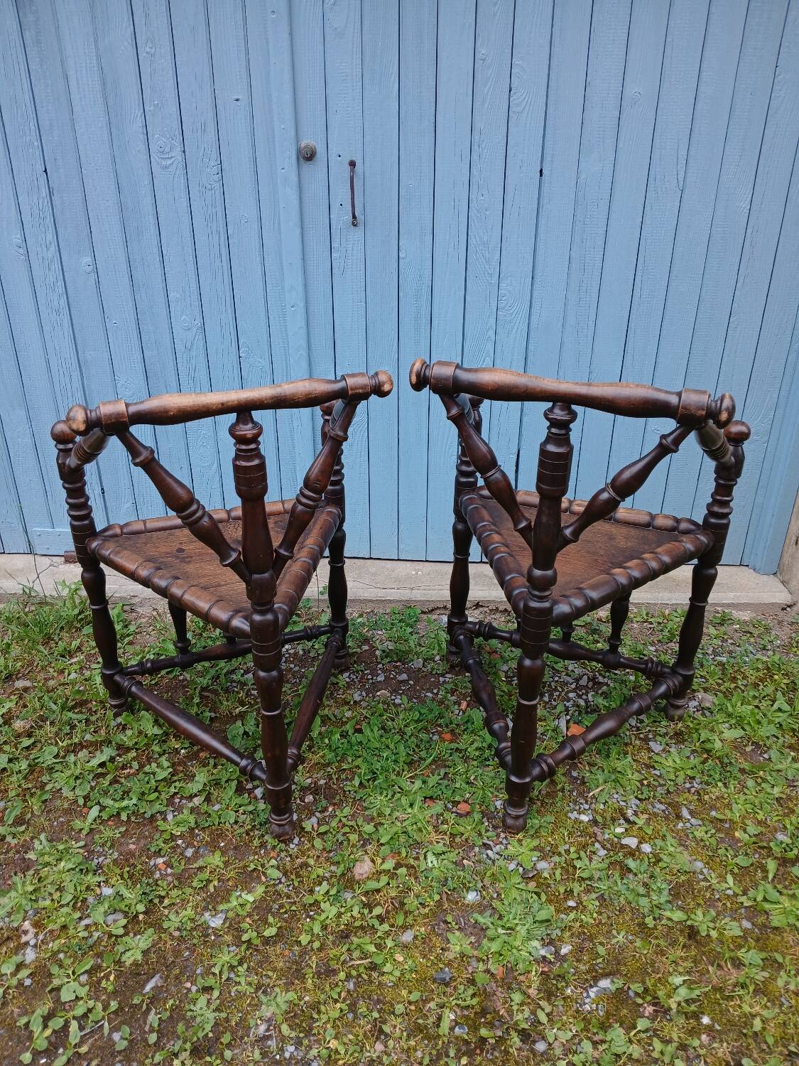 2 antique Scandinavian corner chairs/armchairs