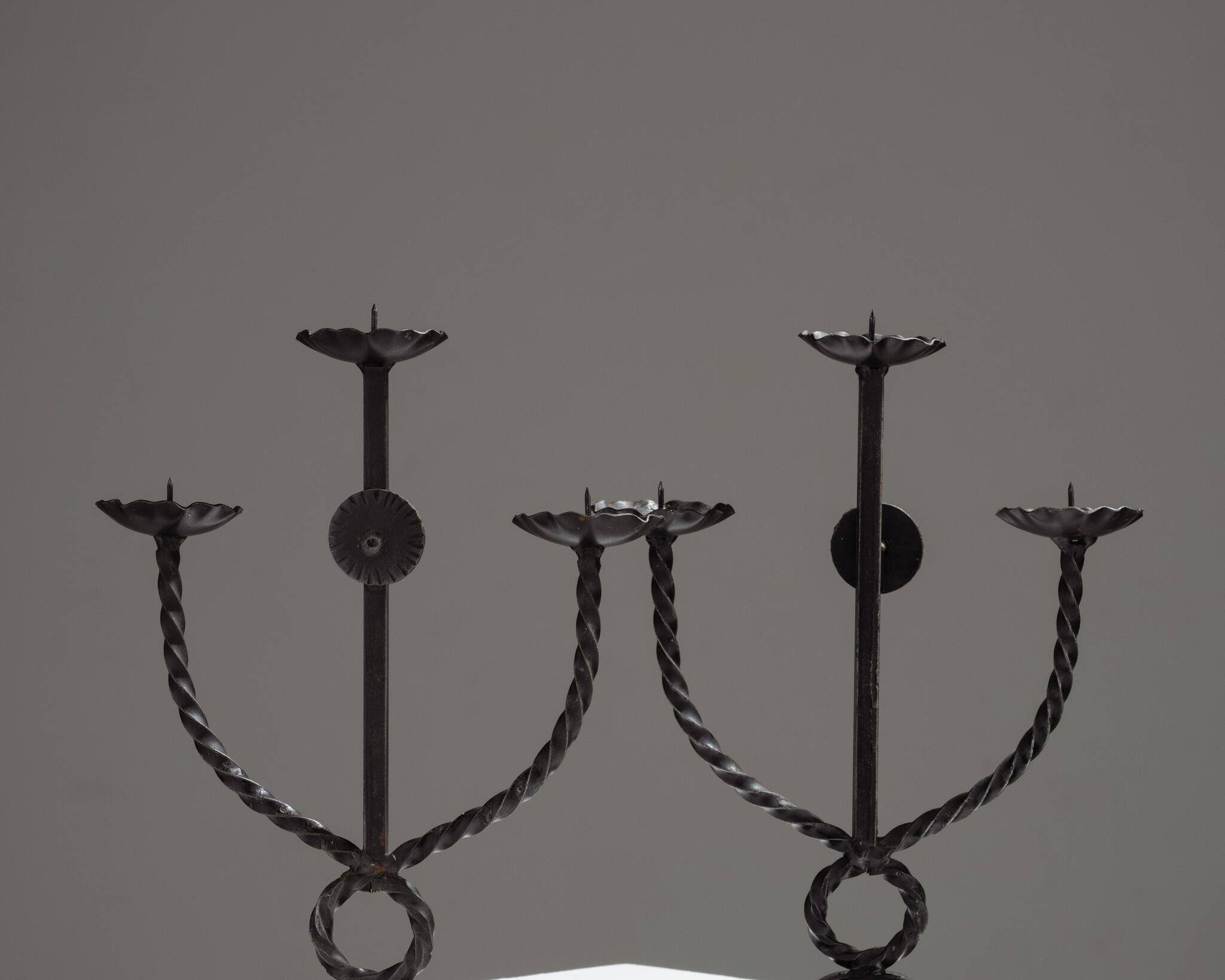 Pair of Brutalist Candlesticks, 1950s
