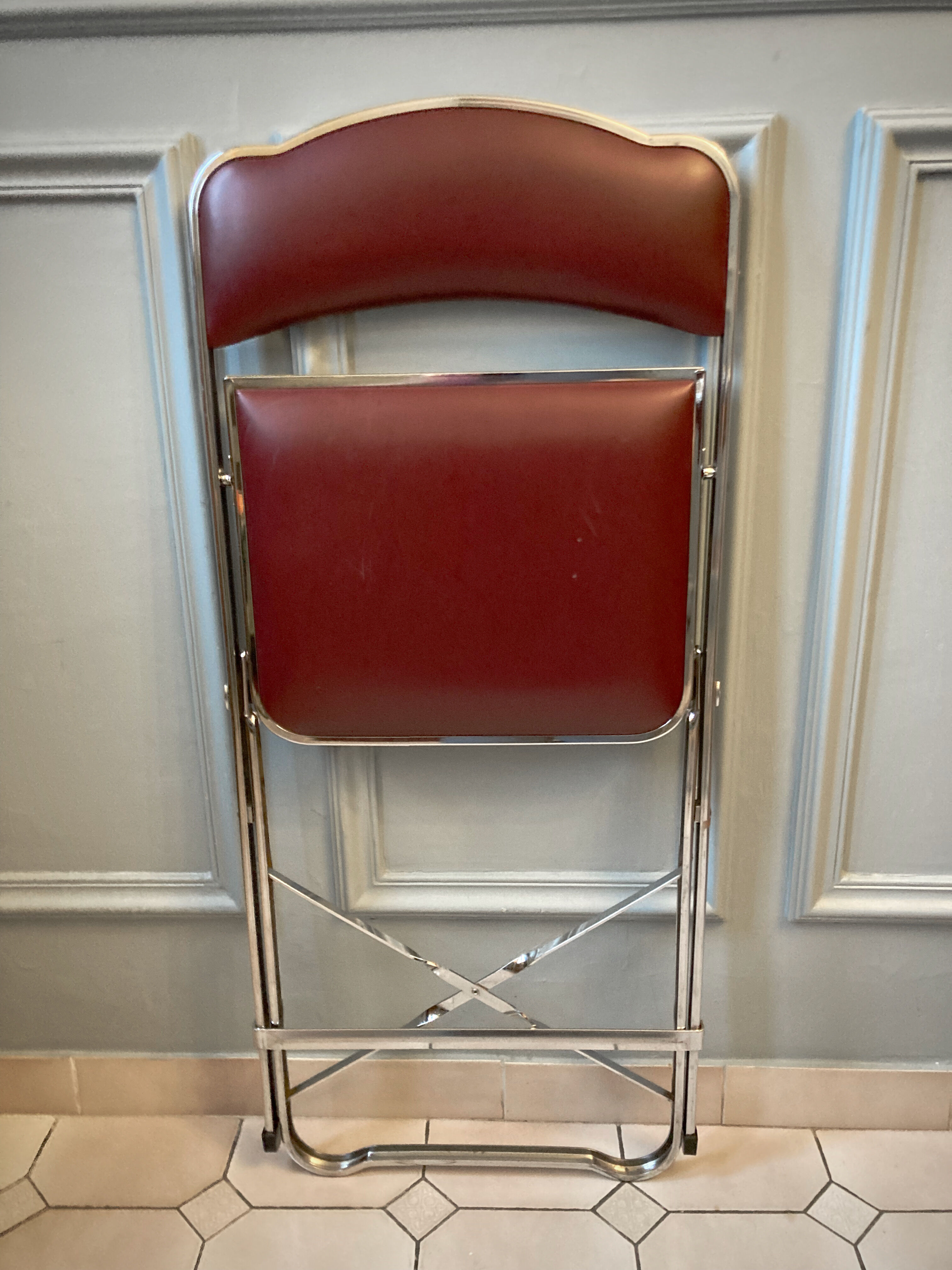 4 vintage folding chairs in chrome
