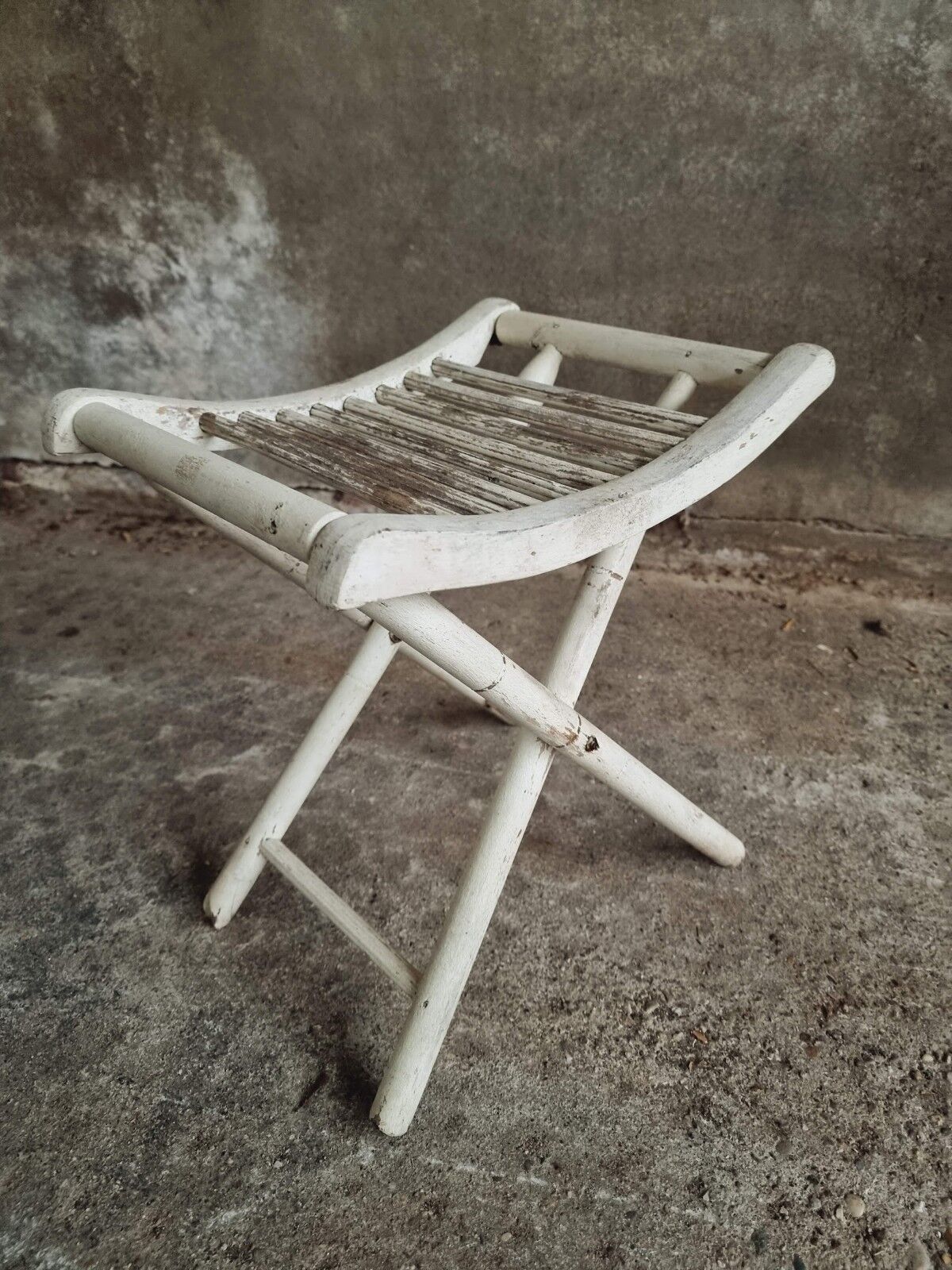Vintage stool folding stool chalk white