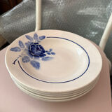 Set of 6 blue ironstone deep plates.