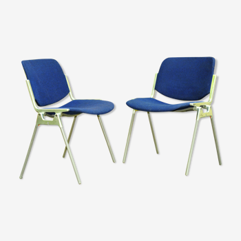Pair of blue DSC 106 chairs by Giancarlo Piretti