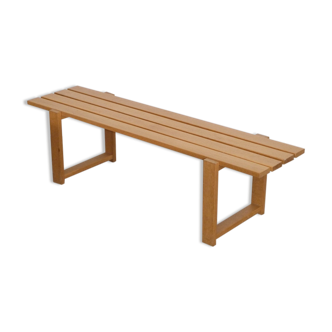 Vintage wooden slat bench 1970