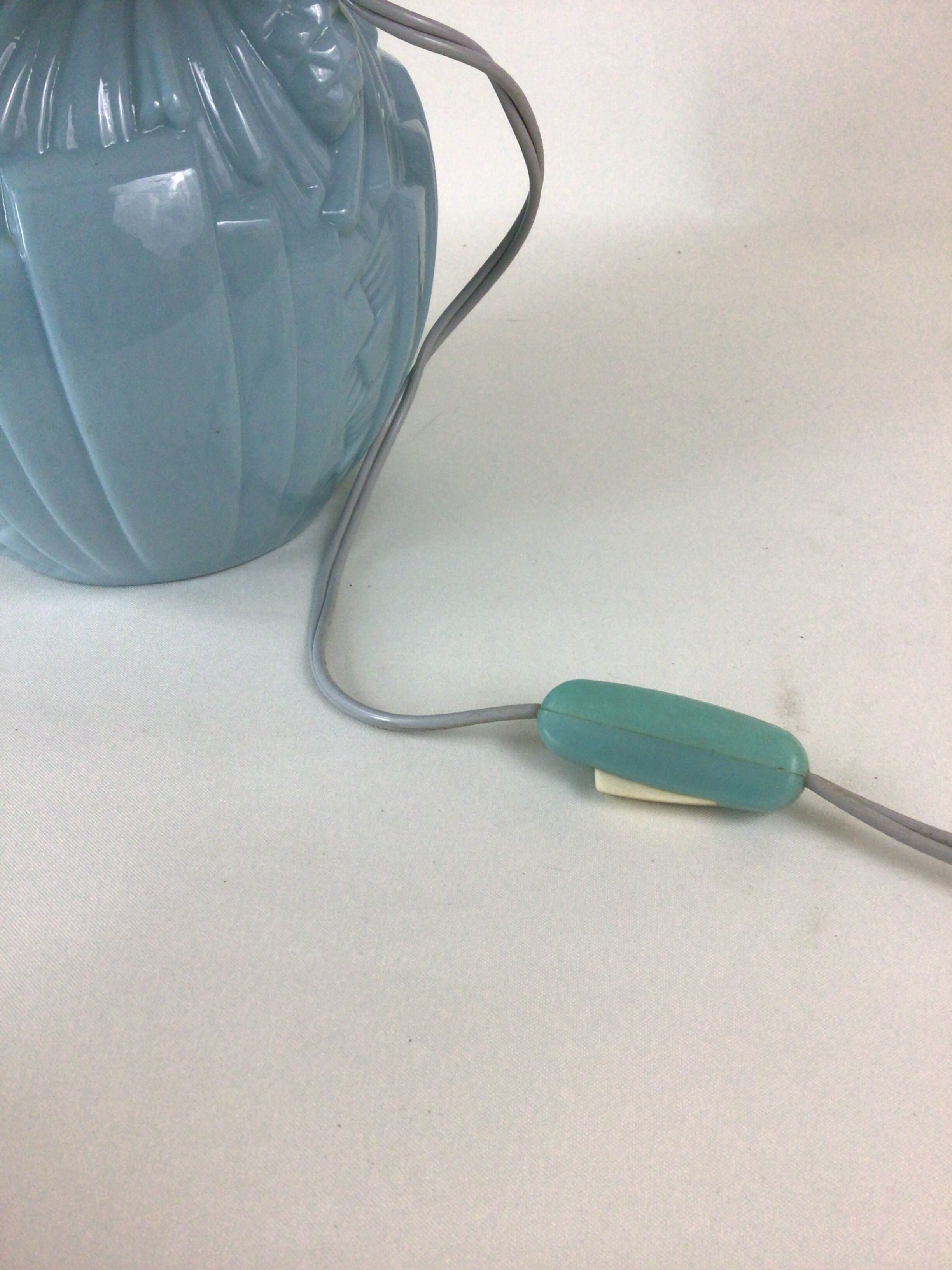 Art Deco blue opaline lamp