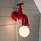Red ceramic faucet wall light, 70s