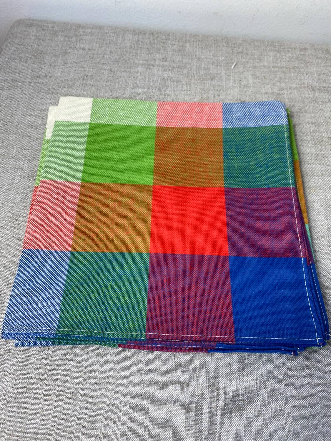 Vintage plaid cotton napkins