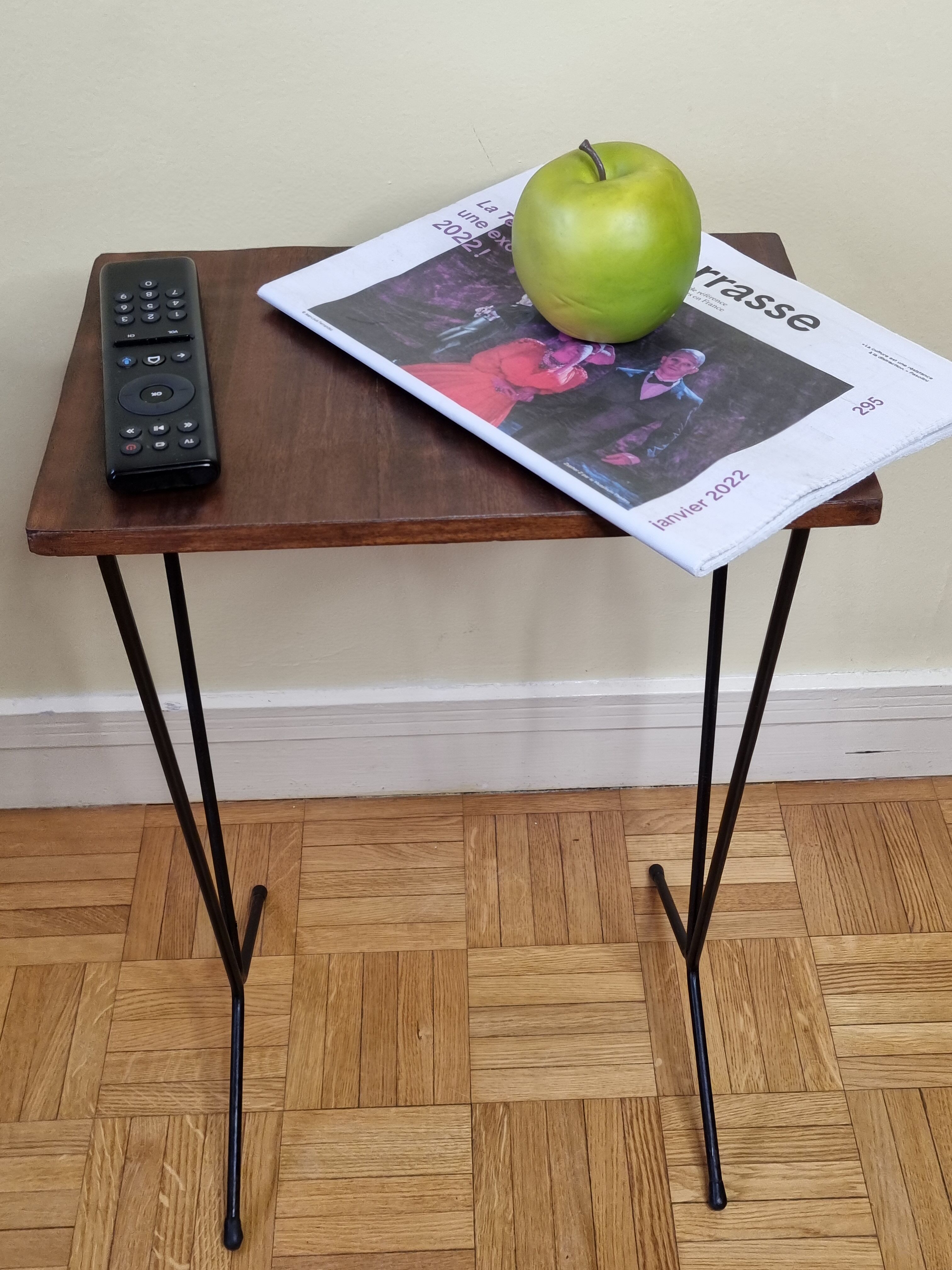 Vintage harness in metal and veneer wood