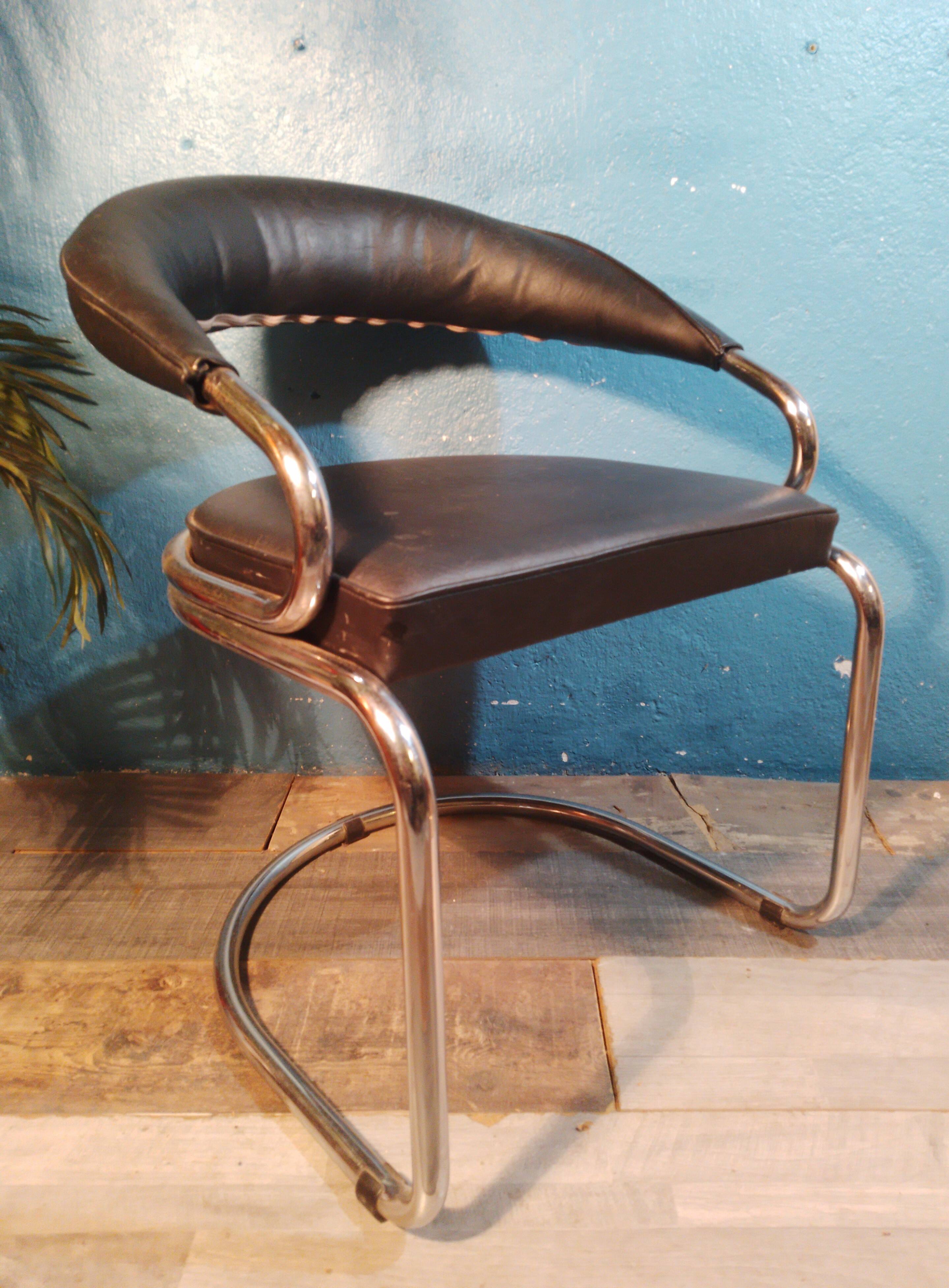 Fauteuil cuir Giotto Stoppino 1970s