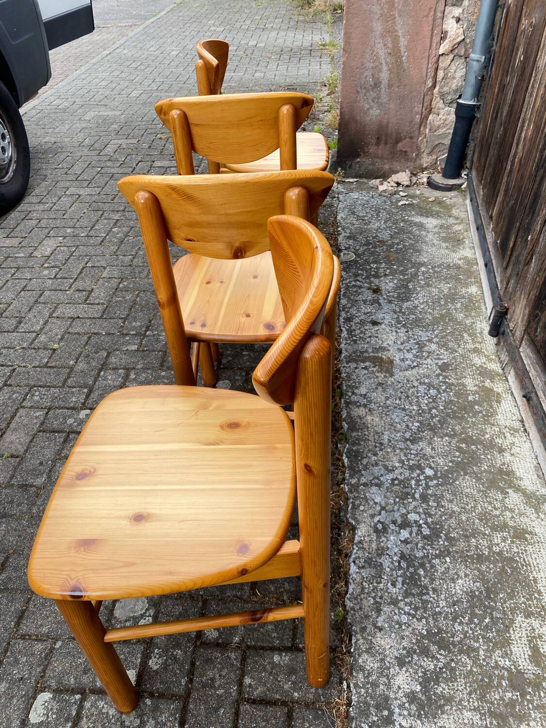 Set of 4 solid pine chairs by Rainer Daumiller circa 1960