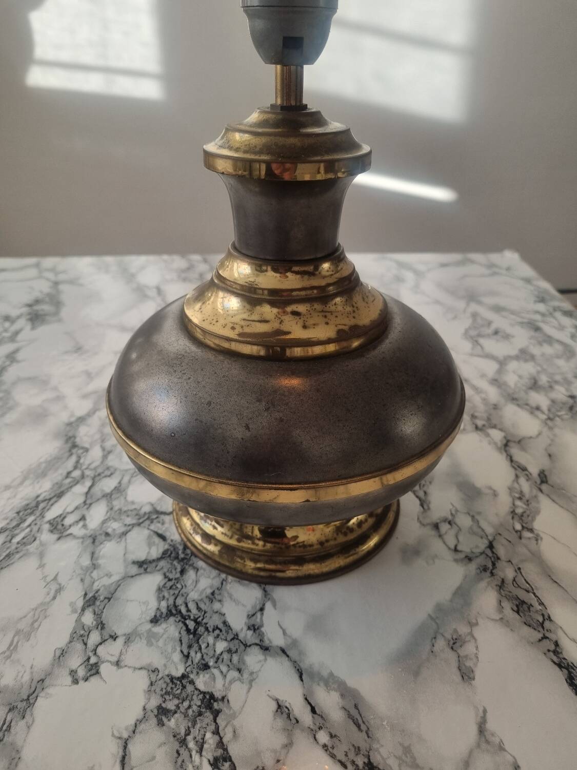 Vintage gold and grey metal lamp base