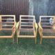 Vintage Scandinavian bench and armchairs of 4 pieces, 1 bench and 3 armchairs.