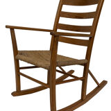 Mid century pine & sisal rocking chair, 1950s