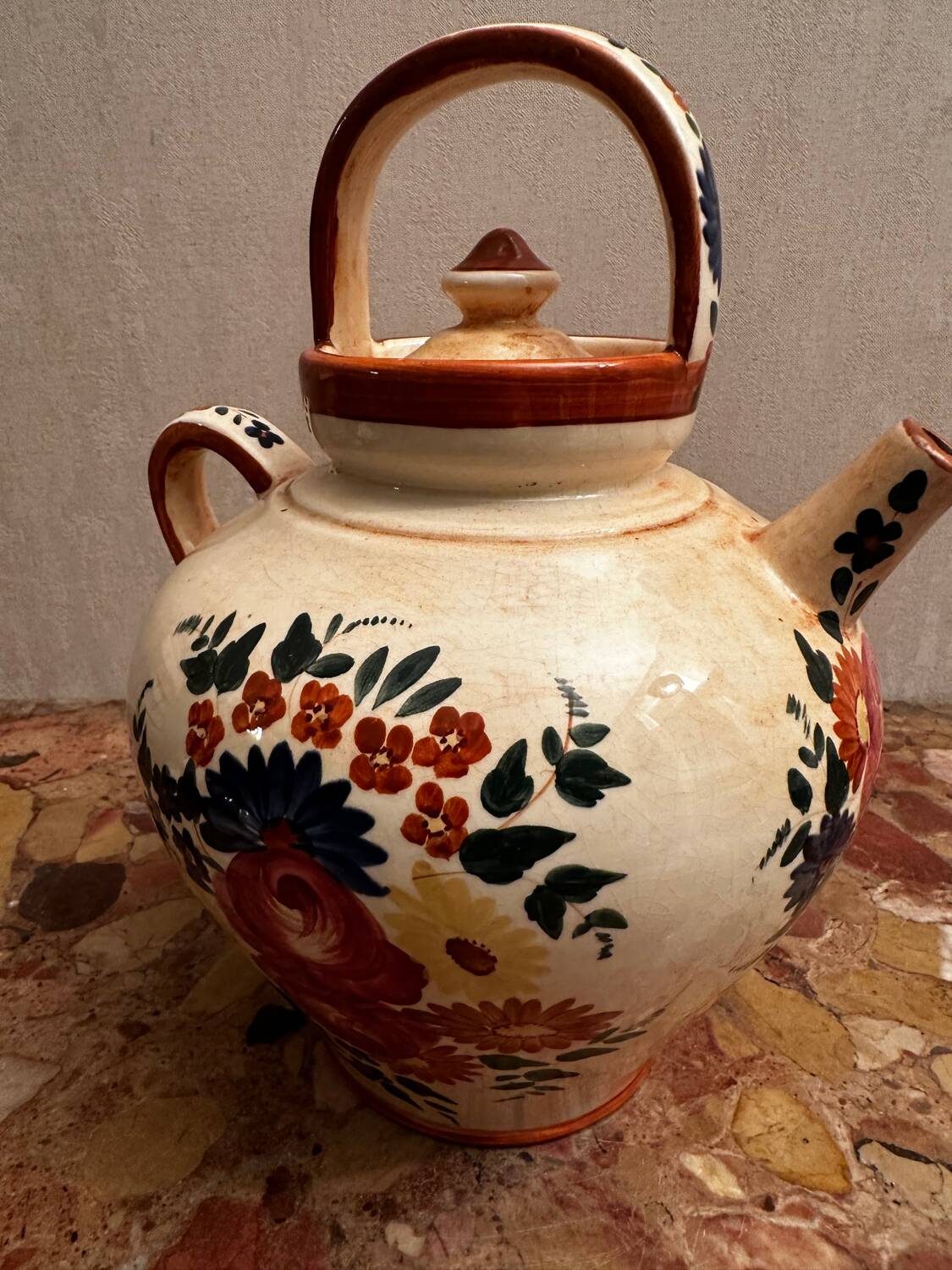 Gargoulette / Jug signed Longchamp - Hand-painted ceramic - Vintage