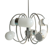 Space Age chrome-plated stylish pendant ceiling lamp, 1970s