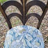 Maugrion rattan table and its 4 chairs