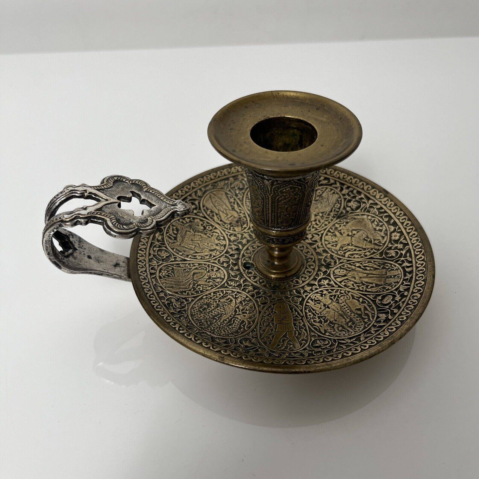 Bronze hand candlestick in the Persian Qajar style France late 19th century