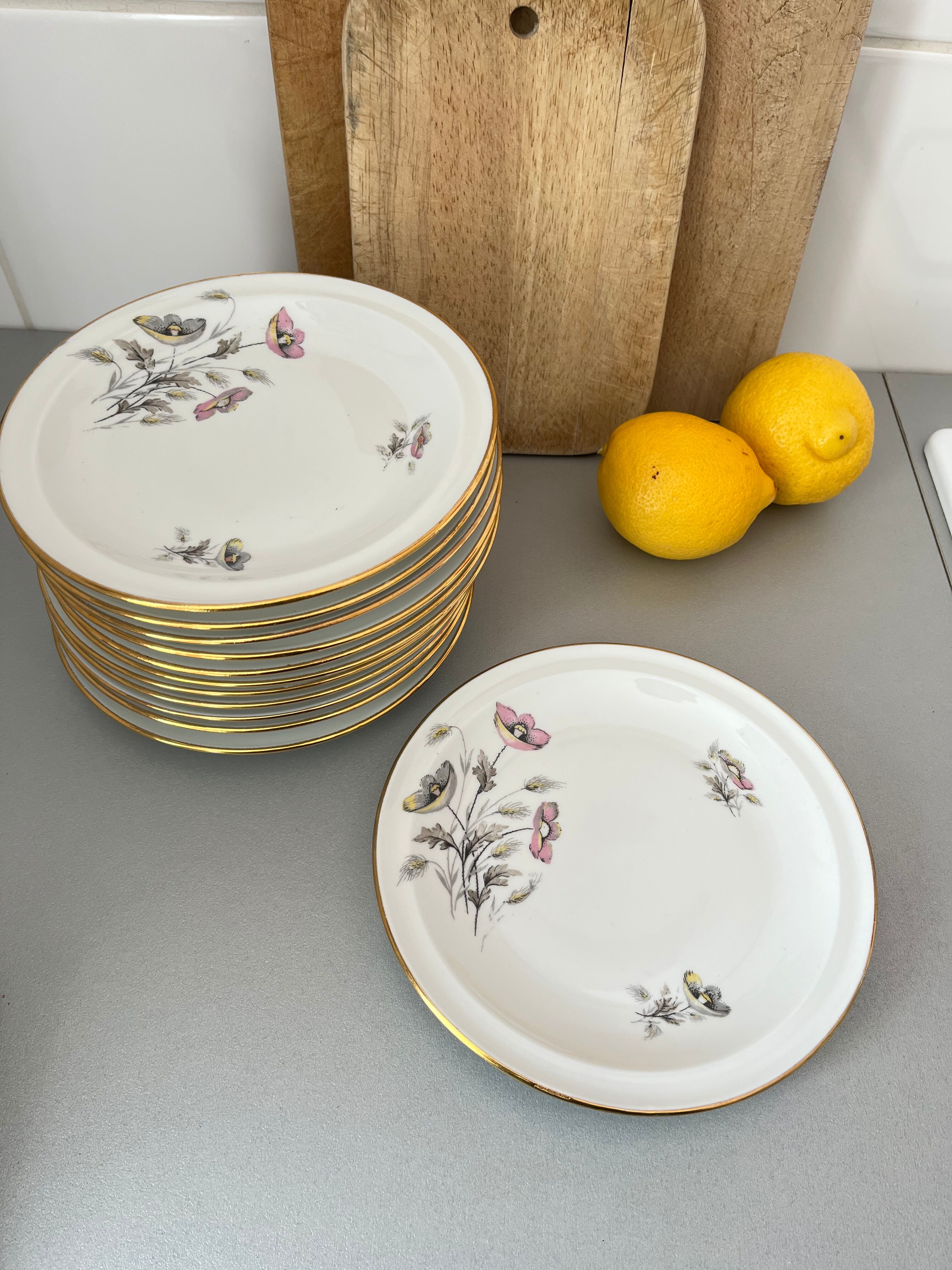 Dessert plates porcelain floral decoration