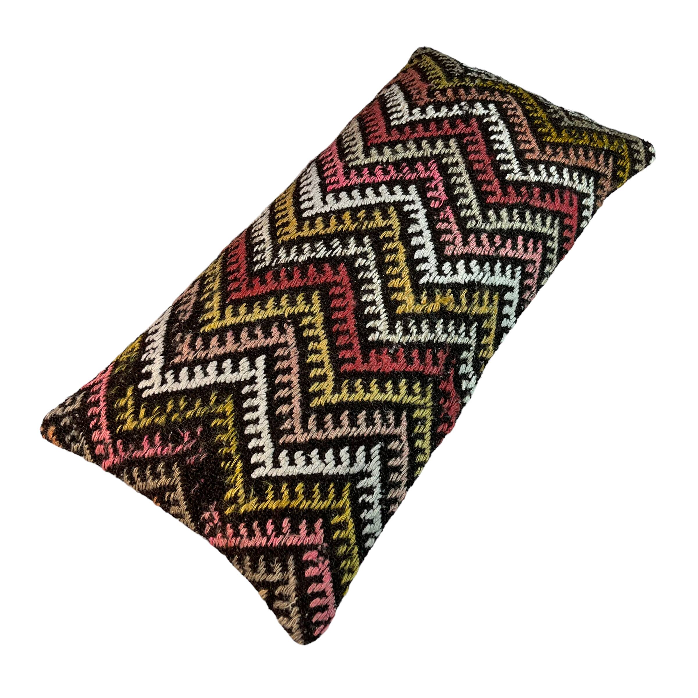 Vintage turkish kilim cushion cover , 30 x 60 cm