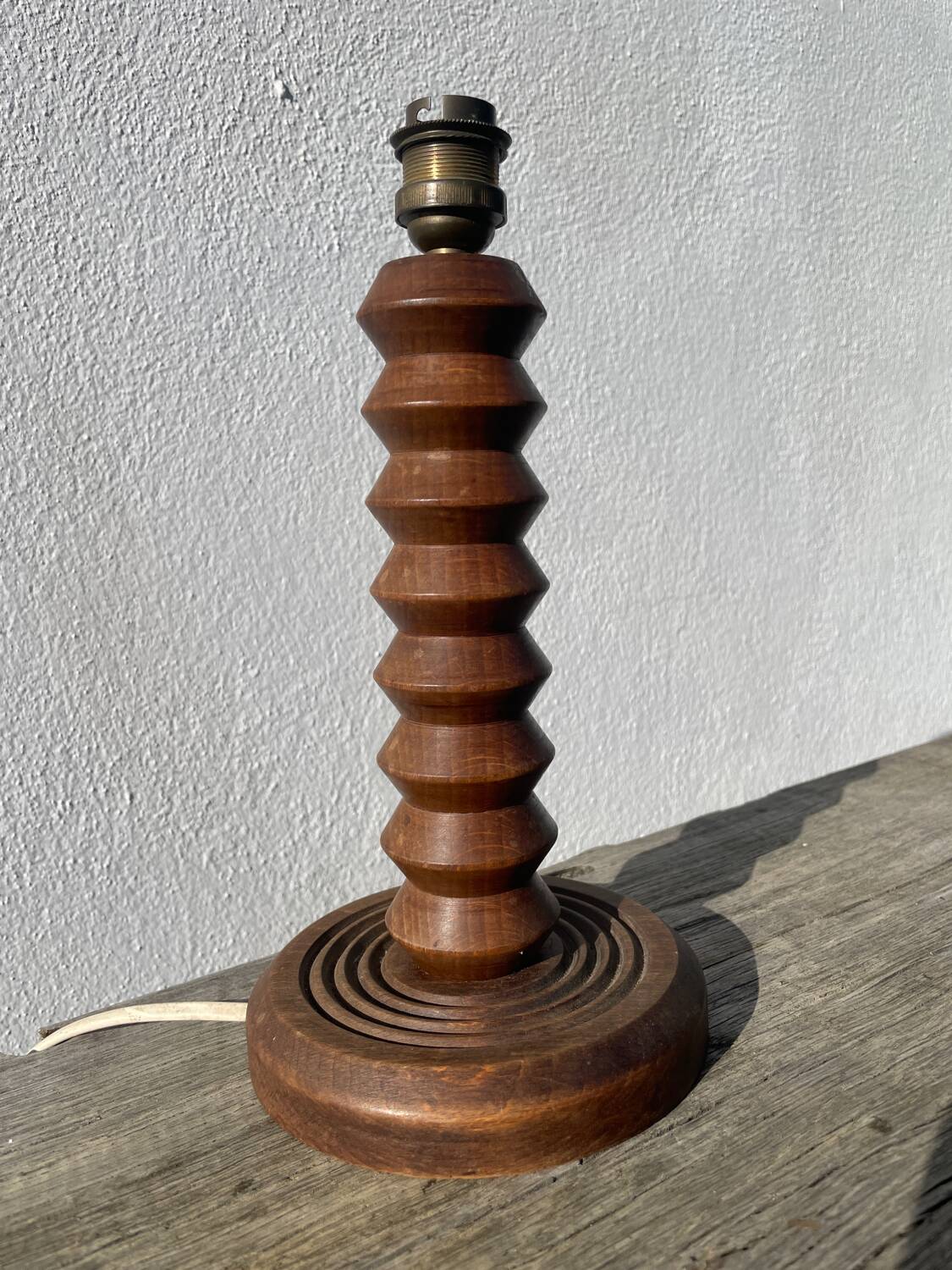 Art Deco wooden lamp base in the style of Charles Dudouyt.