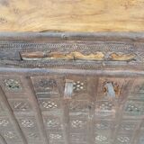 Old Vintage Indian Box on Wooden Wheels Early 20th S