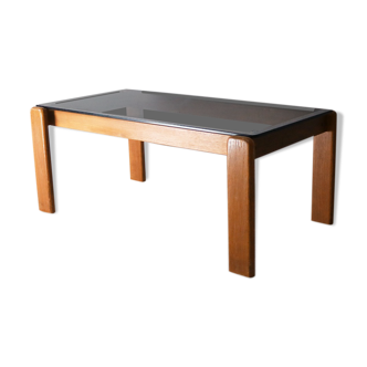 Table basse plateau en verre fumé 1970