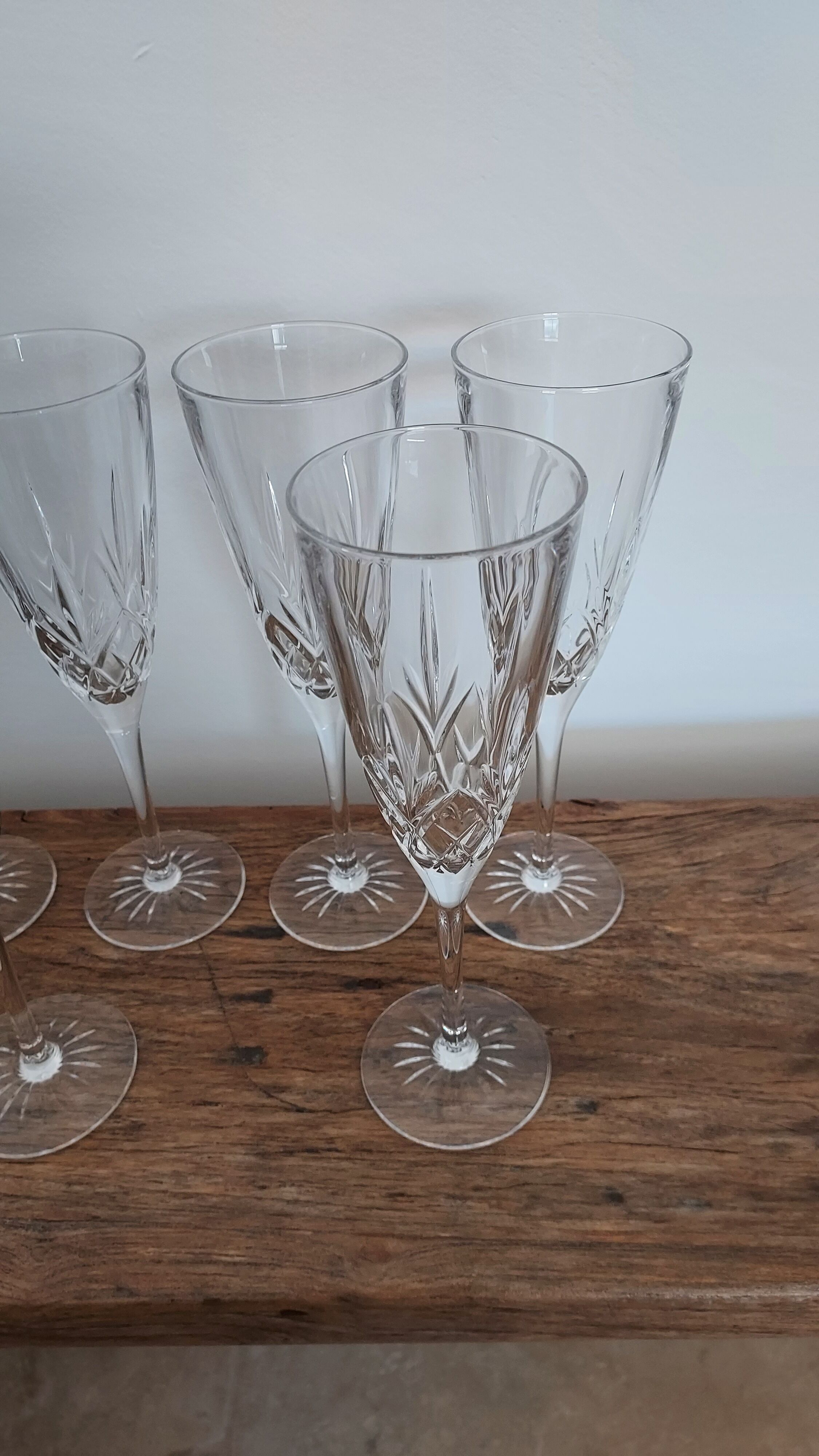 6 crystal champagne flutes