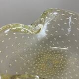 Murano Glass "Gold Dust Bubble" Bowl Element Shell Ashtray Murano, Italy, 1970s