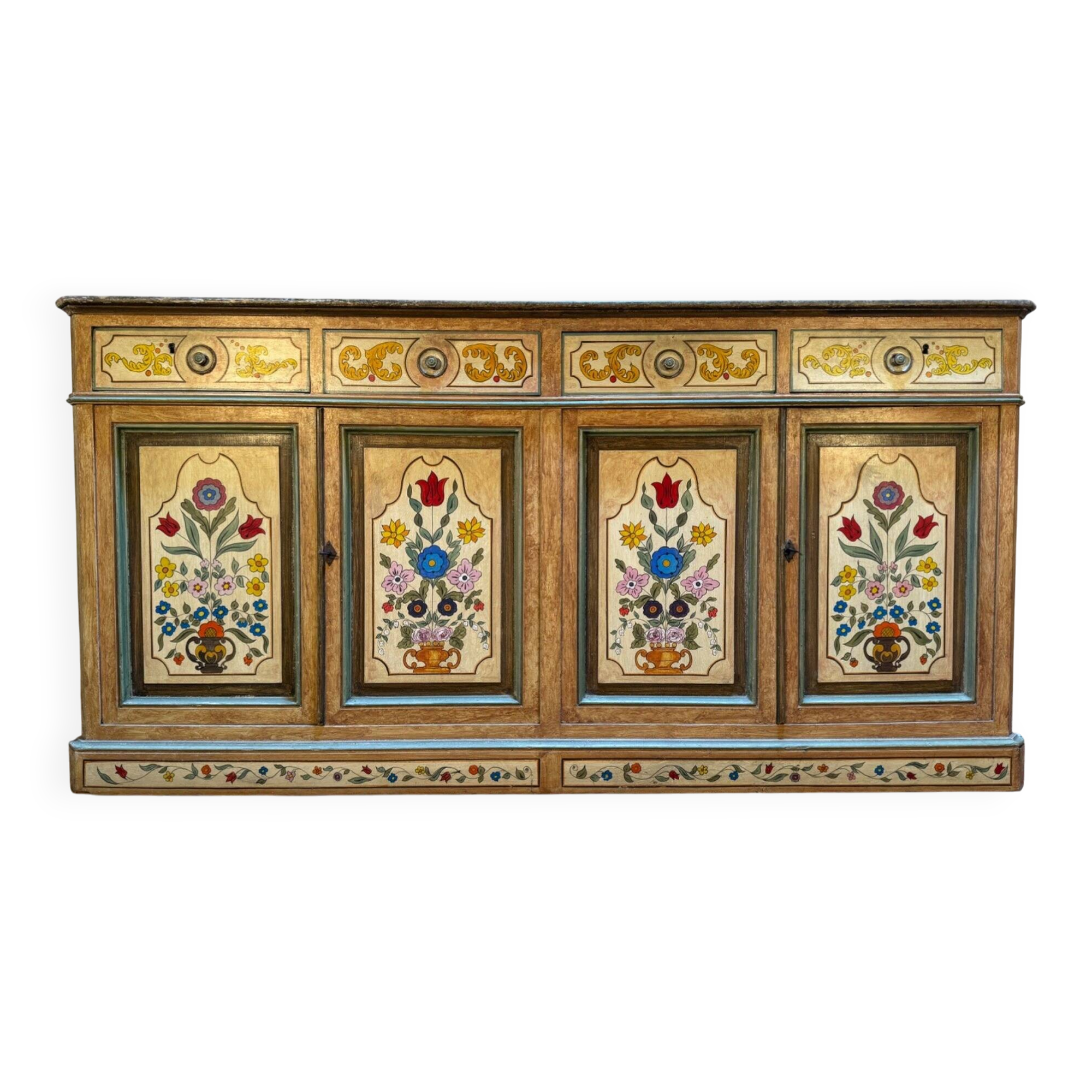 Louis Philippe style sideboard in painted wood and faux marble