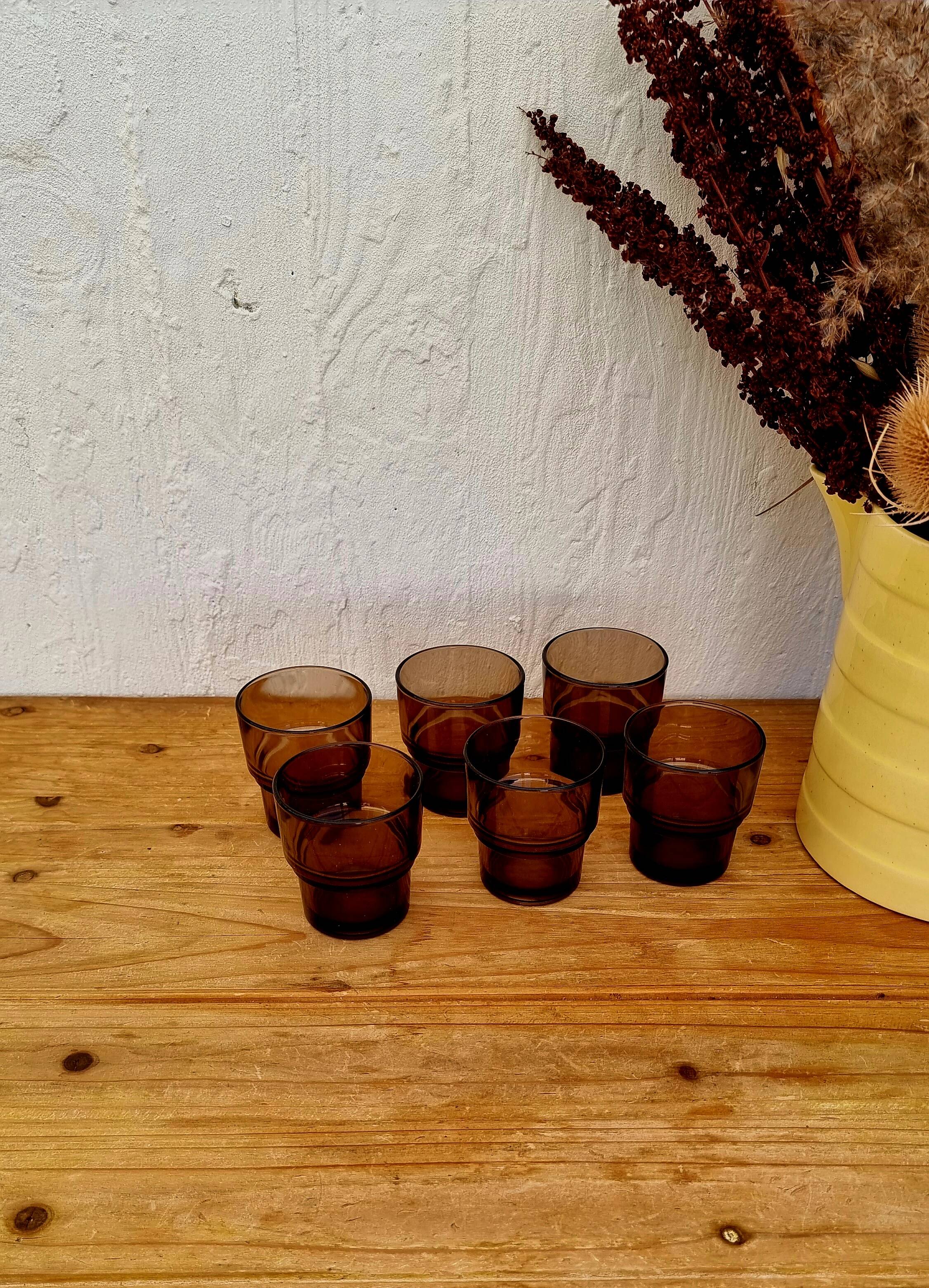 Lot de 6 verres à eau Vereco vintage