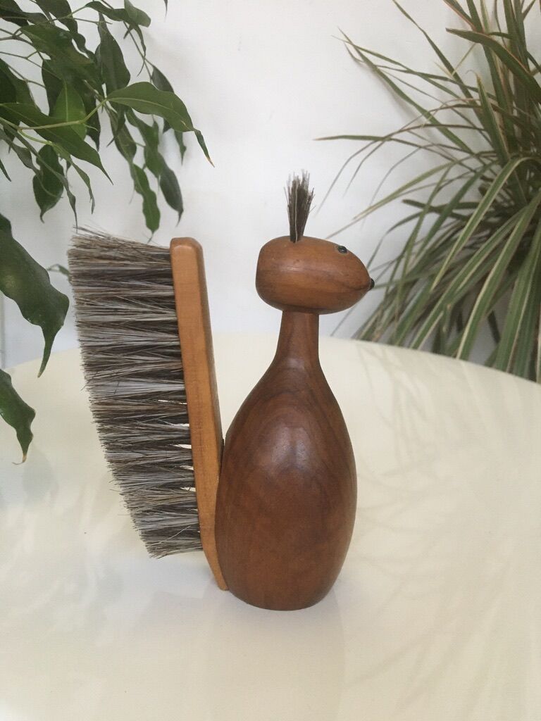 Scandinavian teak squirrel clothing brush