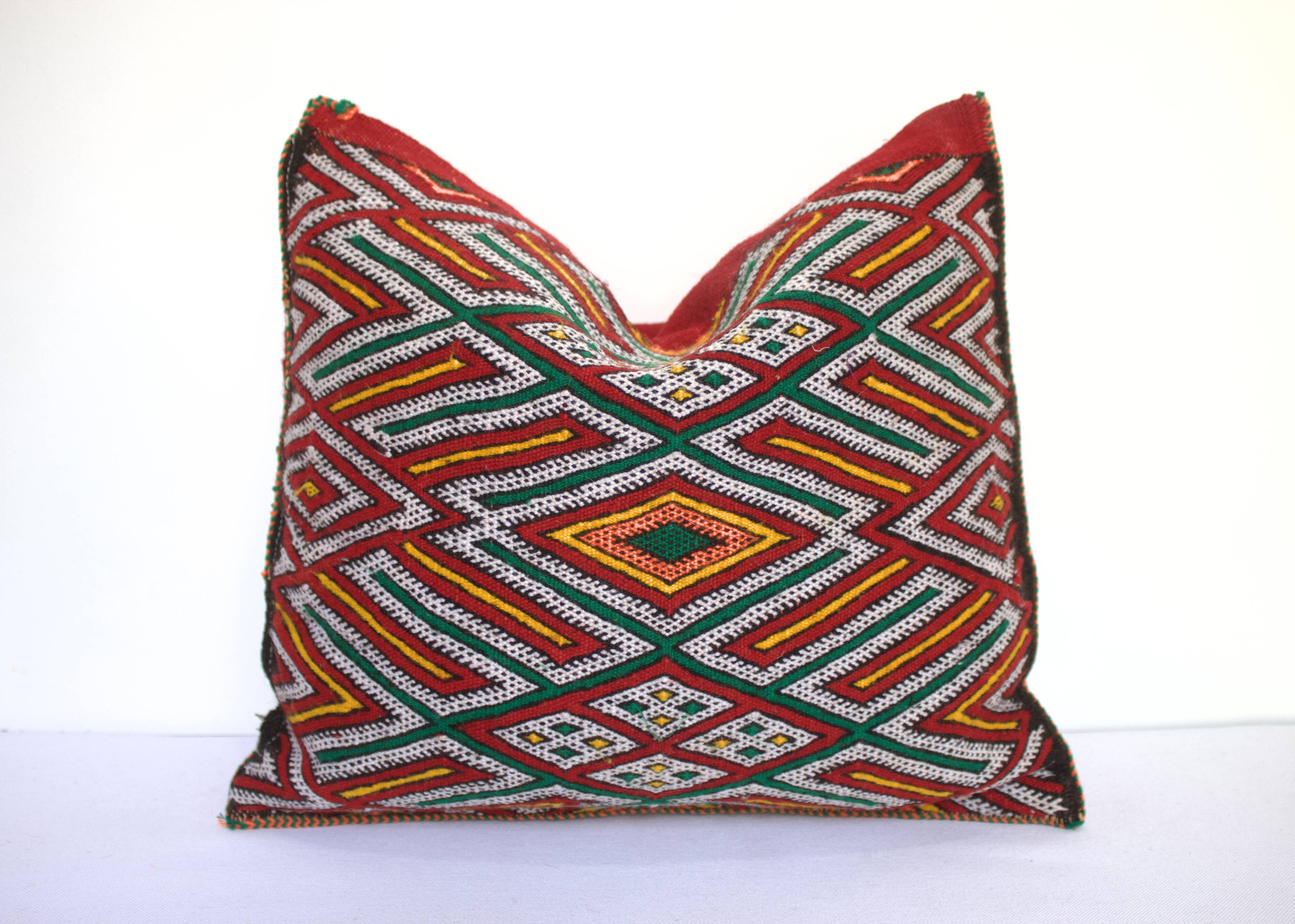 Berber Cushion, Vintage Moroccan Rug Cushion Cover, Berber Wool Cushion Covers