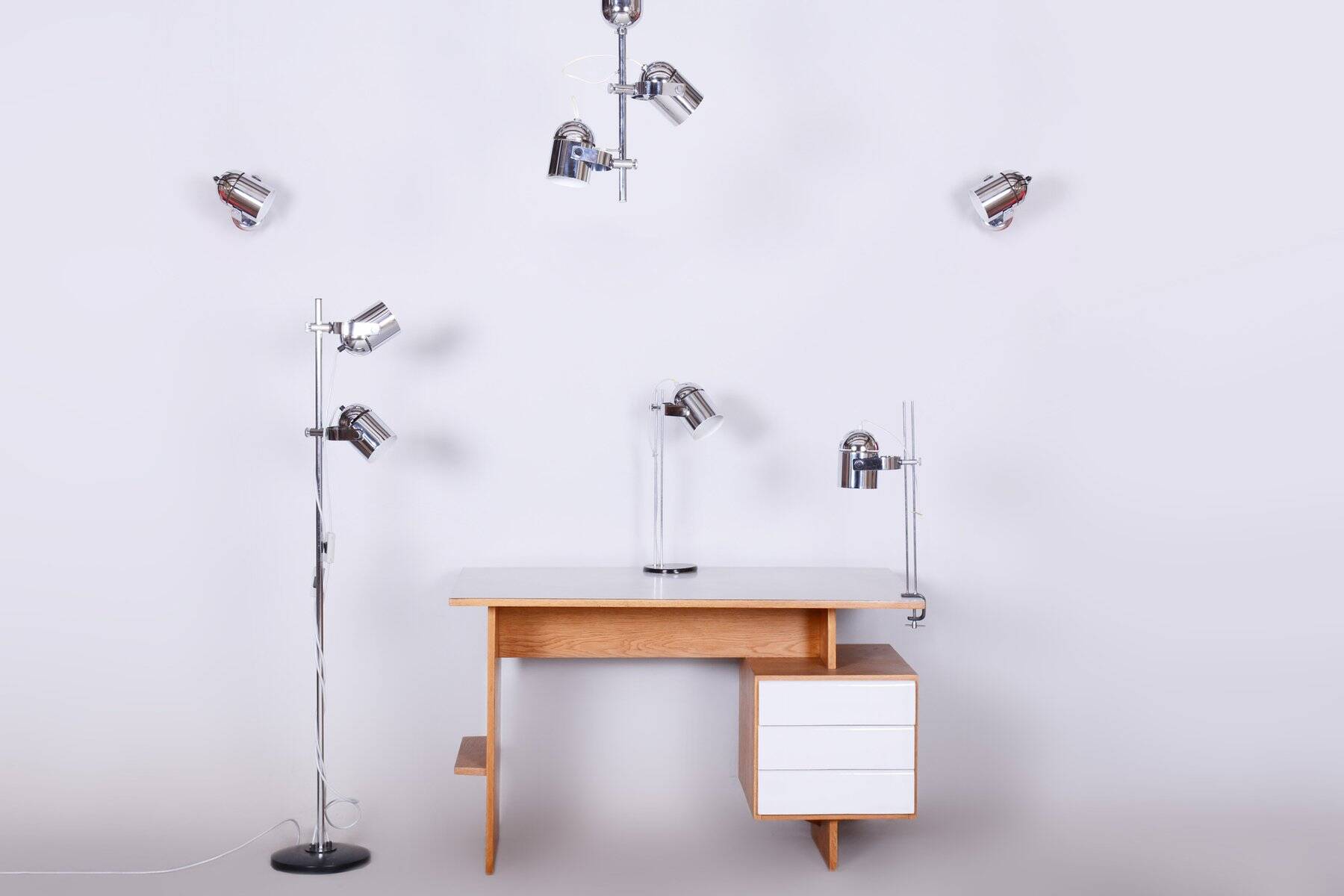 Mid-Century Modern Table Lamp in Chrome by J. Indra for Combi Lux, Czech, 1970s