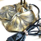 Art nouveau style brass table lamp with 2 lampshades, living room lamp.