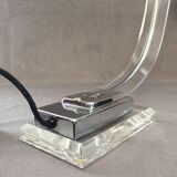 Cobra desk lamp in lucite and chromed metal  italy 80s