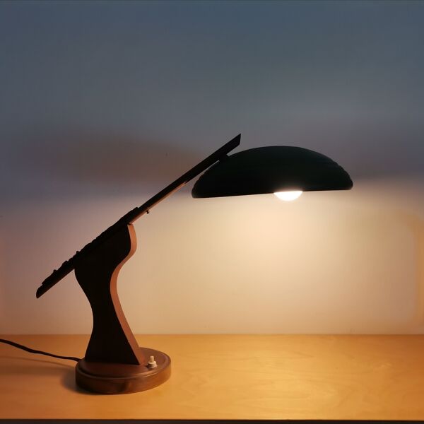 Lampe De Table Ou De Bureau En Bois, Moderniste milieu Du Siècle moderne Des Années 50s Fase Style