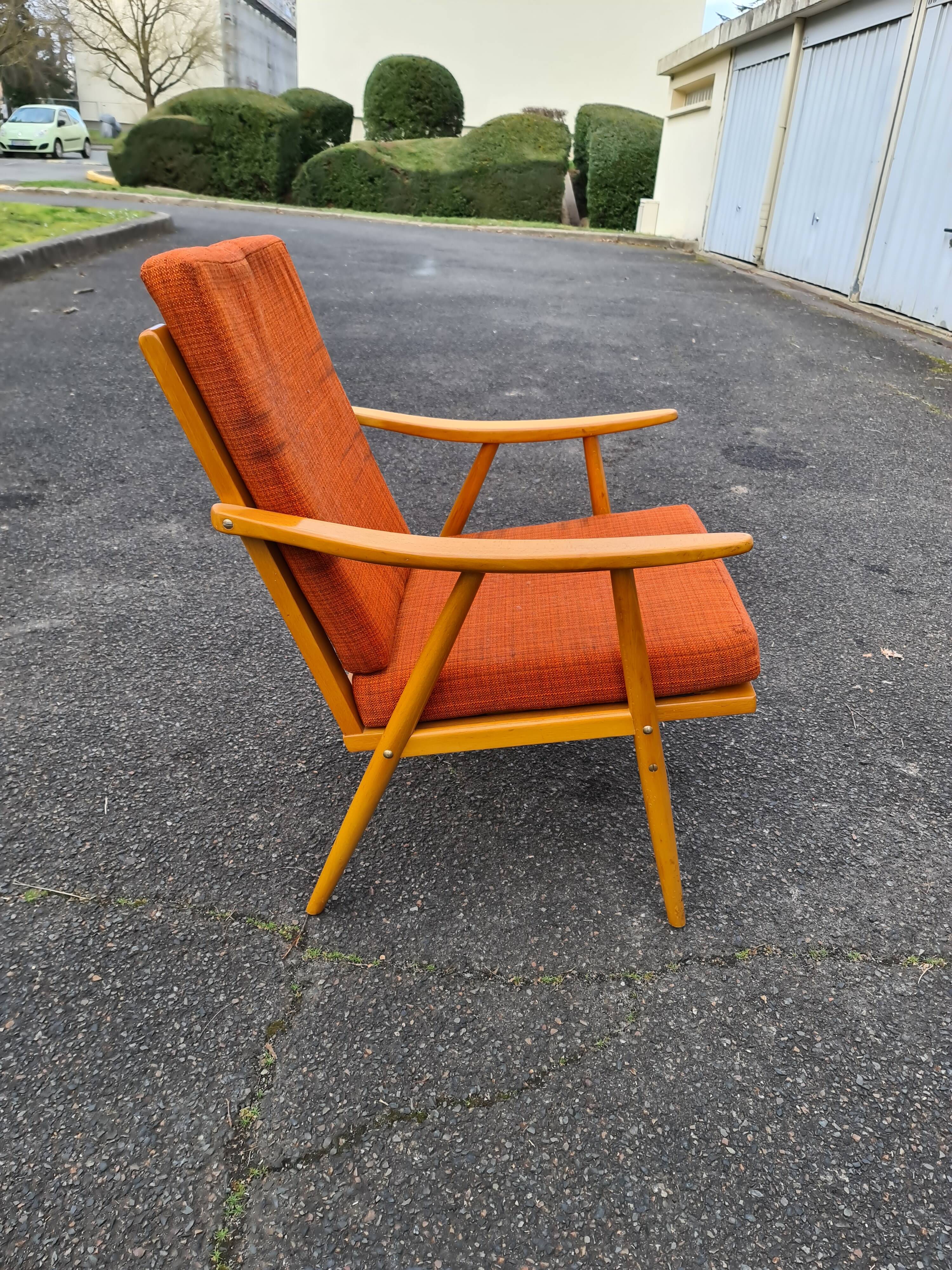 Fauteuil scandinave "Boomerang" Thonet 1950/60