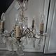 vintage pendant light from the 60s 70s with glass pendants and 5 candle holders