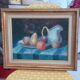 Old painting Still Life. Oil on canvas. Golden frame.T. Denver.