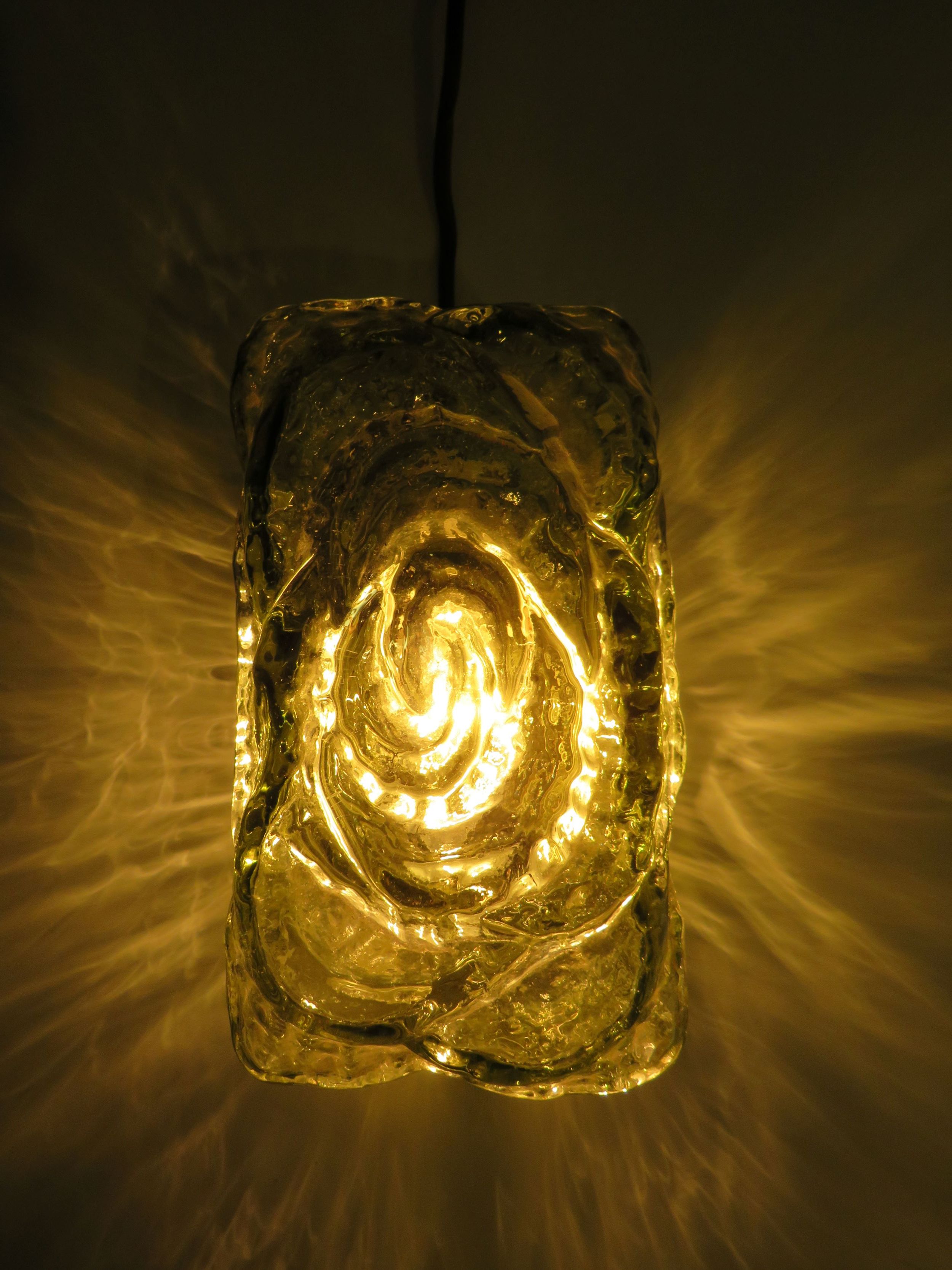 Mid-century brutalist green glass wall lamp by Erco, Germany 1960-1970.Model 54048.