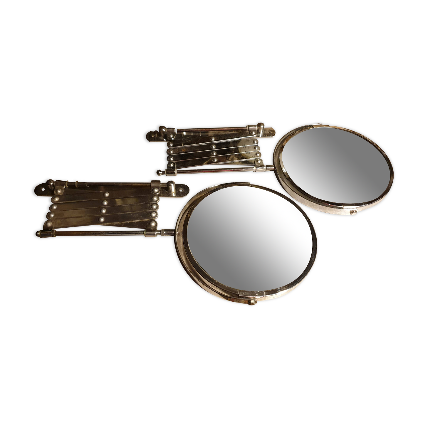 2 vintage accordion mirrors