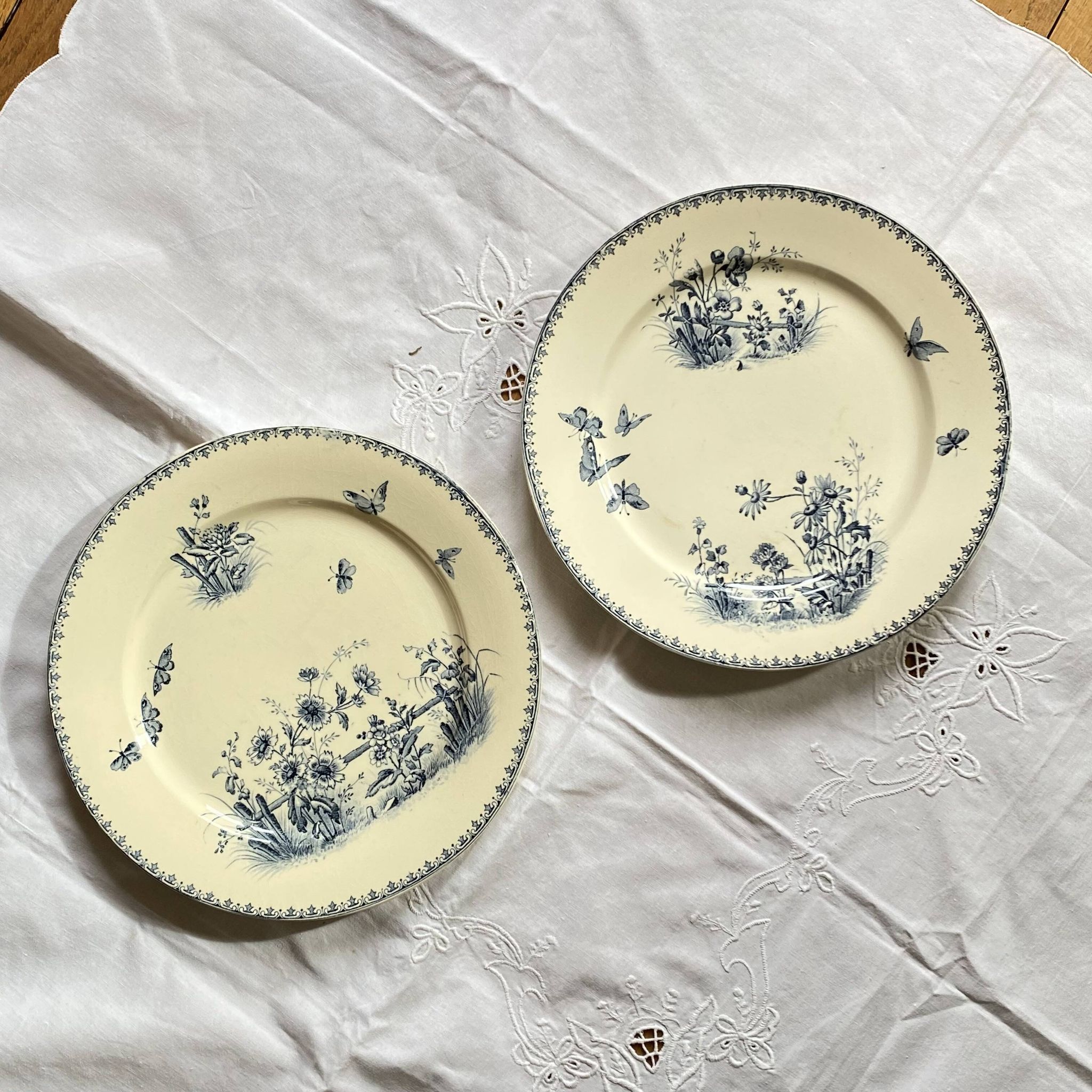 Set of 2 iron earth plates Sarreguemines earthenware Tsarine ACC-7301