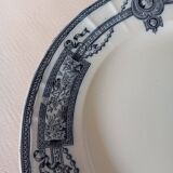 Flat plate in ironstone "Medallion" blue from St Amand and Hamage