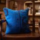 Asymmetric Blue Turkish Rug Pillow, 16x16 Square Wool Cushion Cover