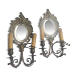 Pair of bevelled mirror wall sconces – Neo-Renaissance style – 19th century