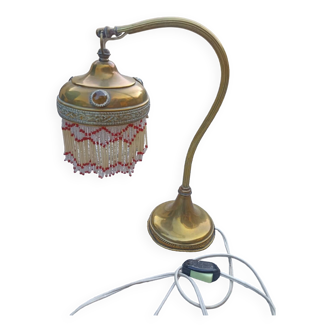 Lampe col de cygne Art nouveau en laiton et bronze