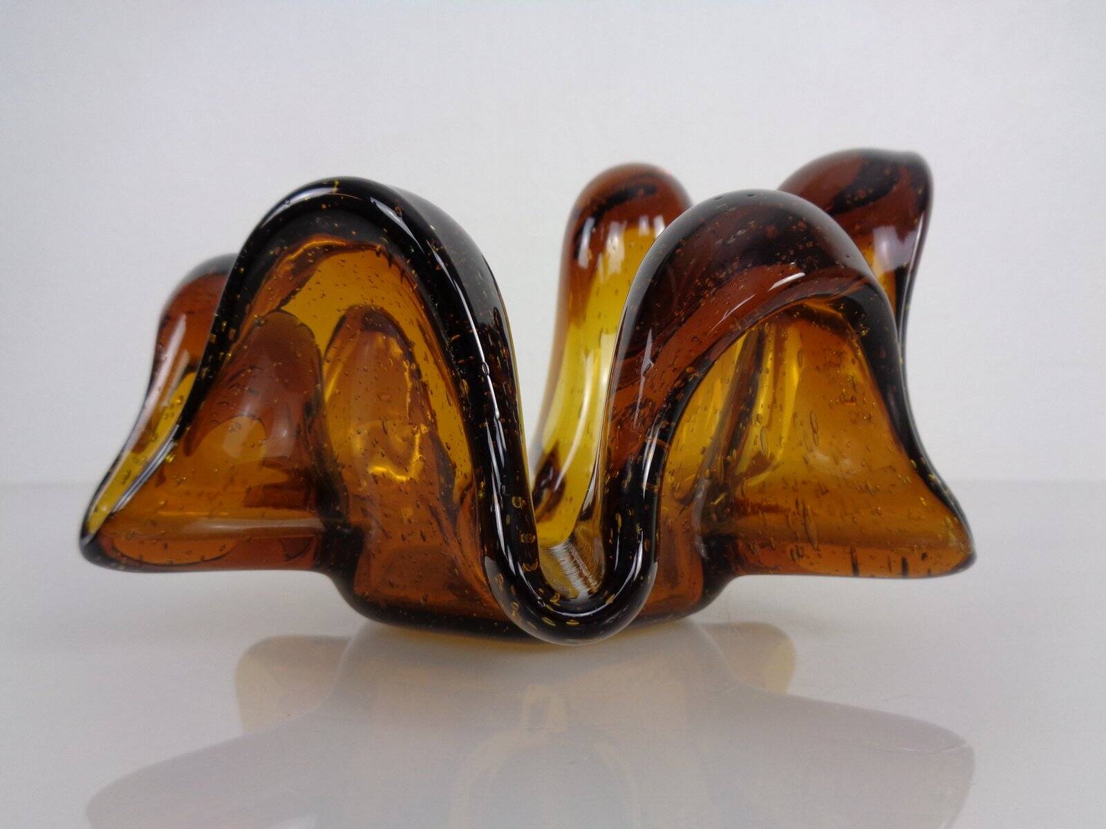 Large Murano amber glass bowl, Italy, 1960s